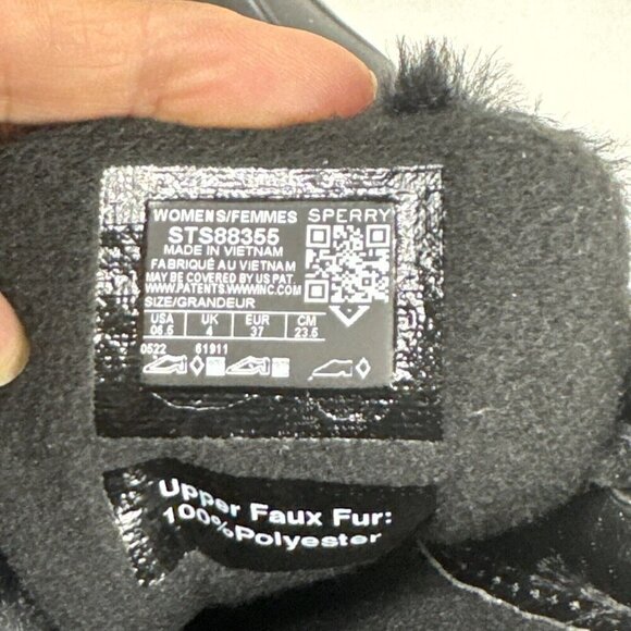 Sperry Saltwater Quilted Faux Fur Boot Women's 6.5 Black NWOB + Rubber Scuffs - Picture 3 of 14